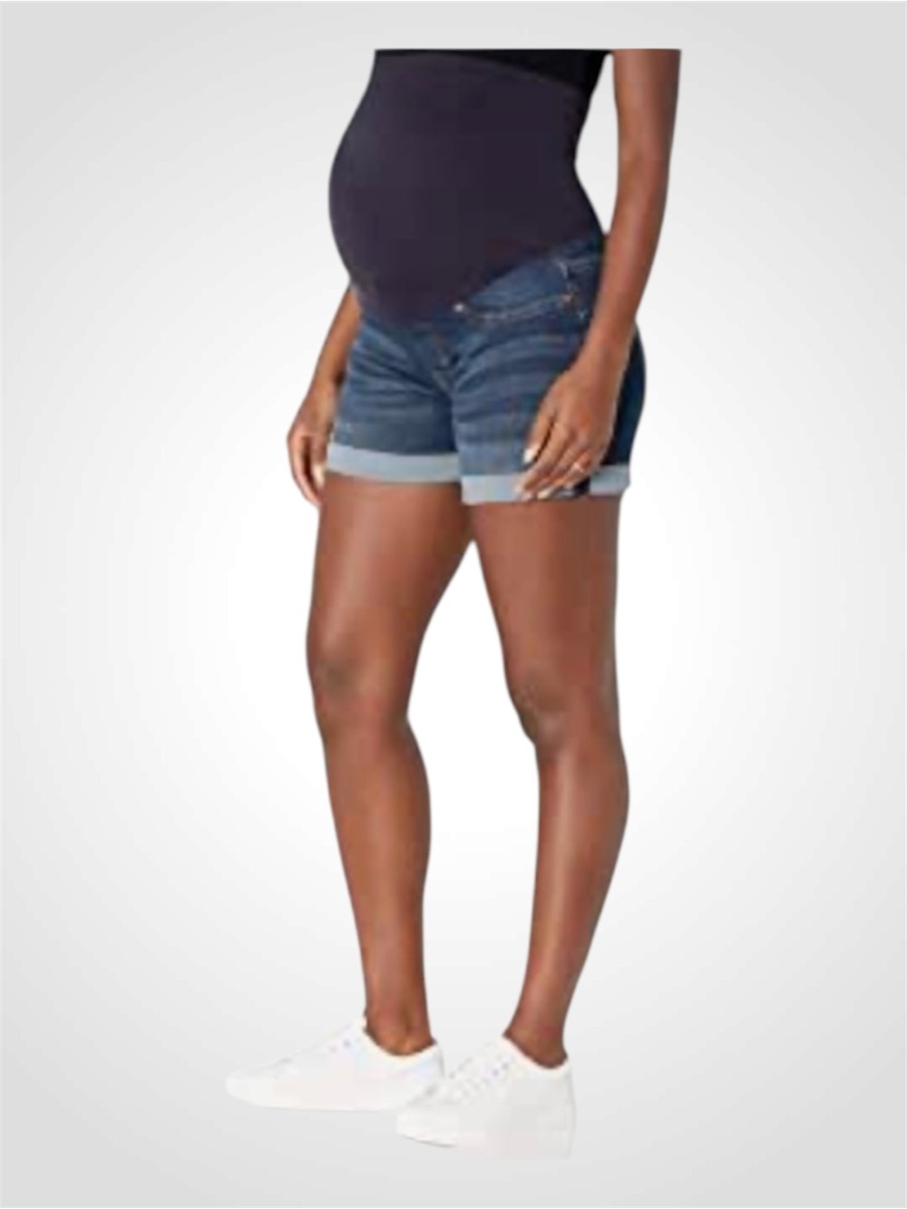 Signature by Levi Strauss Dark Blue Maternity Denim Roll-Cuff Shorts Medium